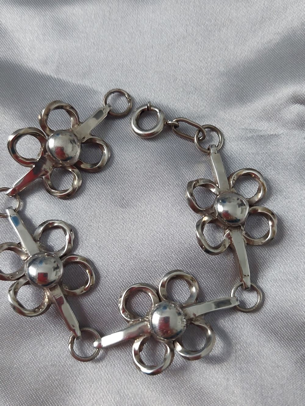 Sterling Silver Flower Link Bracelet - Women's Jewelry First Girl Gift